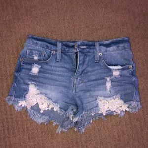 lace jean shorts